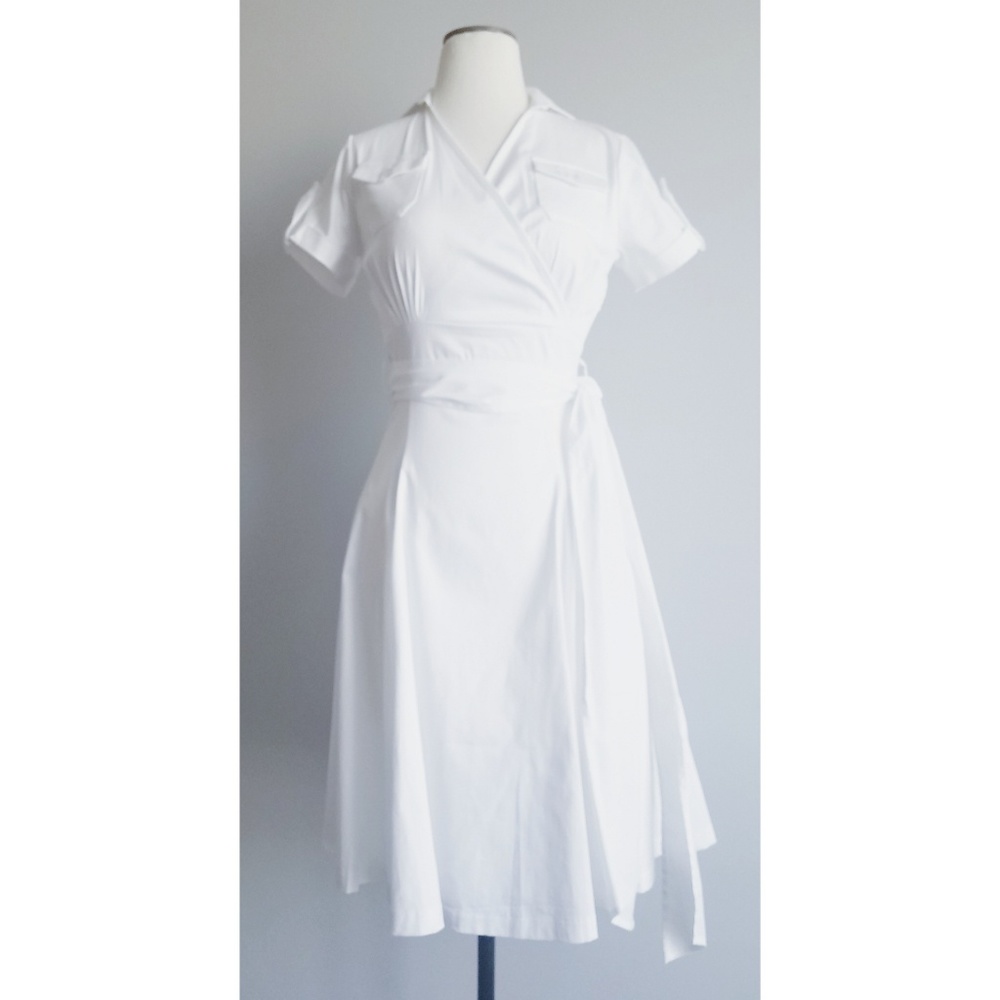 Shabby Apple Wrap Front White Bonheur Dress